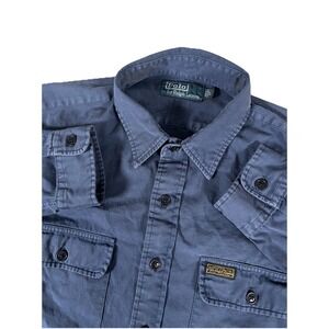 Vintage Polo Ralph Lauren Navy Blue L/S Btn Up Up Shirt Men's L Chest Pockets
